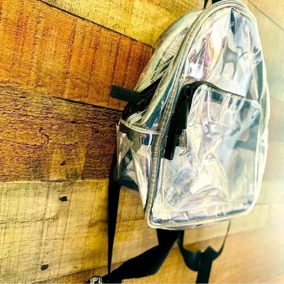 Victoria Secrets Pink Mini Clear Sparkle Dog Backpack - Picture 5 of 8